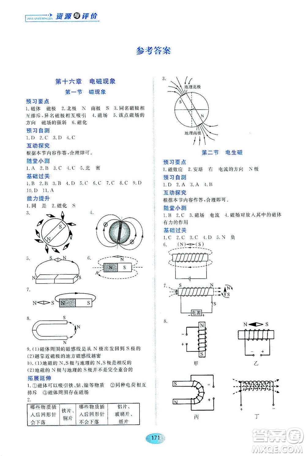 黑龍江教育出版社2021資源與評(píng)價(jià)九年級(jí)物理下冊(cè)五四學(xué)制山科技版答案