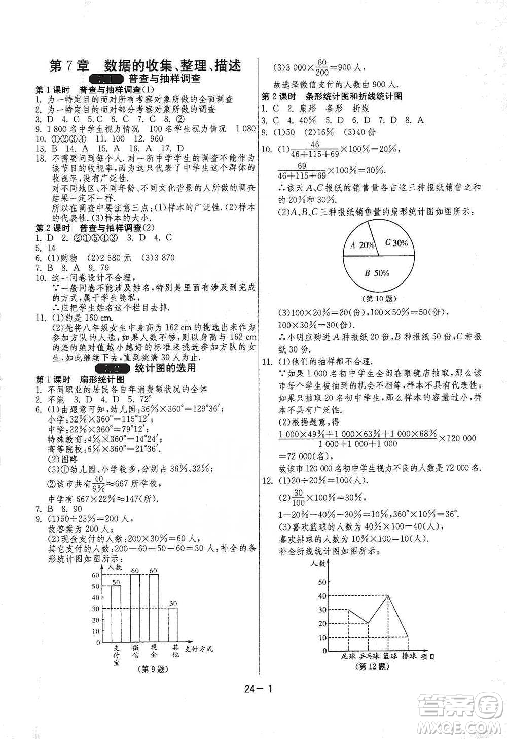 江蘇人民出版社2021年1課3練單元達標測試八年級下冊數(shù)學蘇科版參考答案