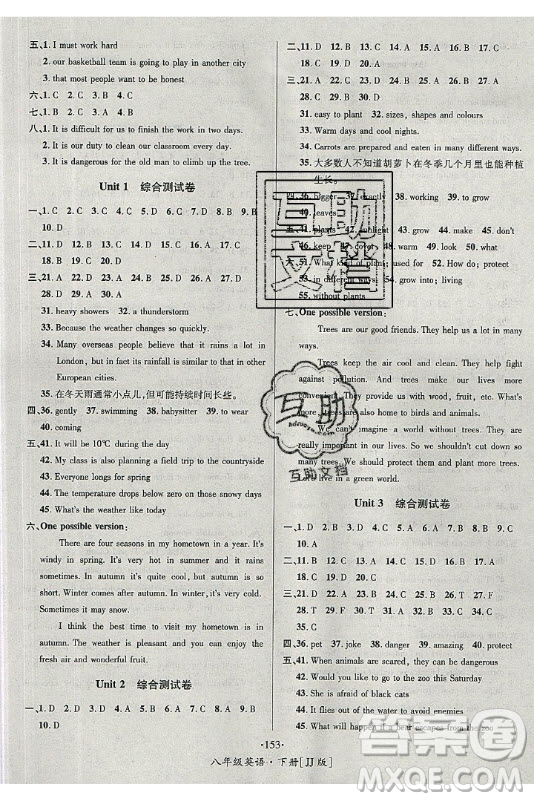 海南出版社2021名師名題英語(yǔ)八年級(jí)下冊(cè)JJ冀教版答案