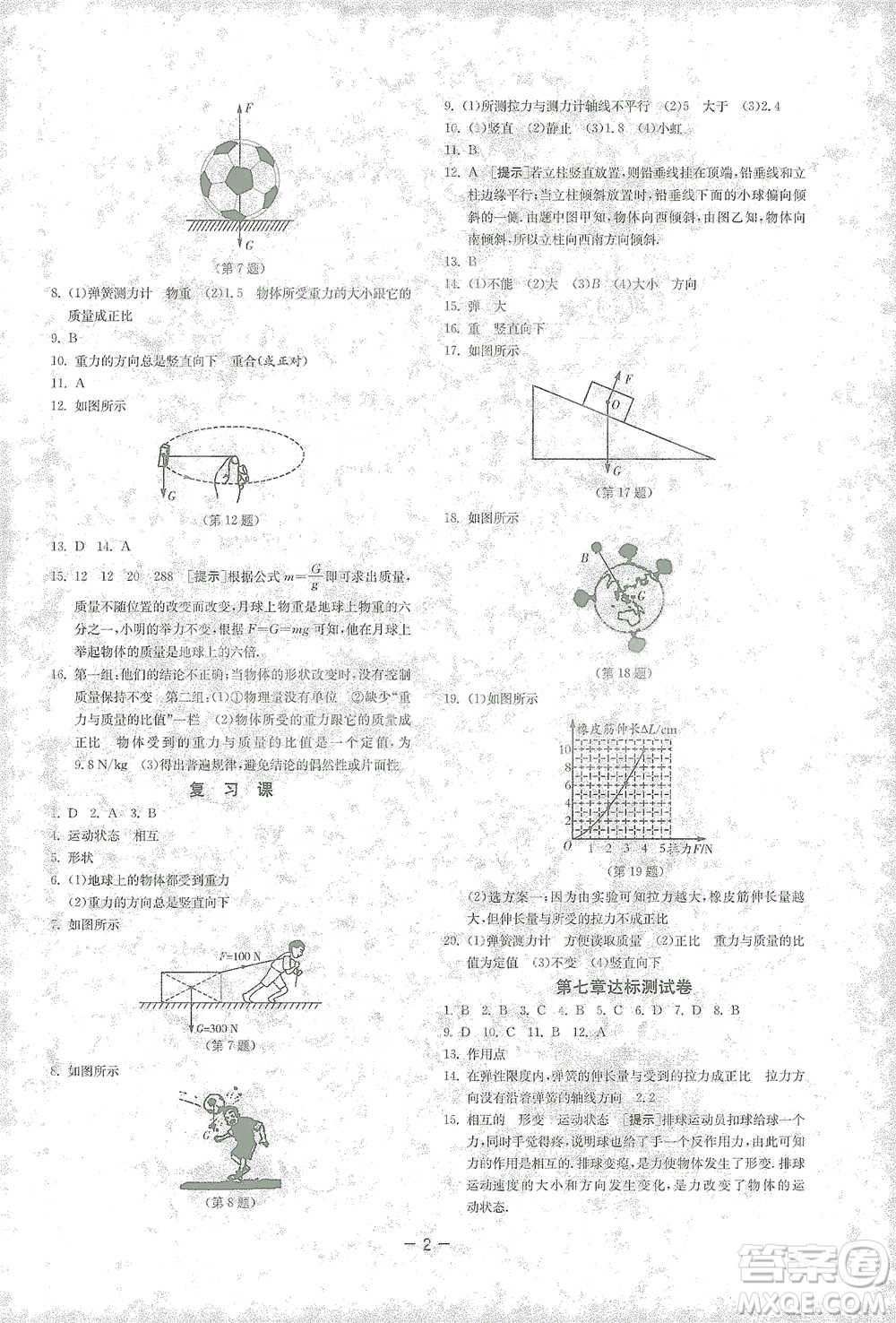 江蘇人民出版社2021年1課3練單元達(dá)標(biāo)測(cè)試八年級(jí)下冊(cè)物理人教版參考答案