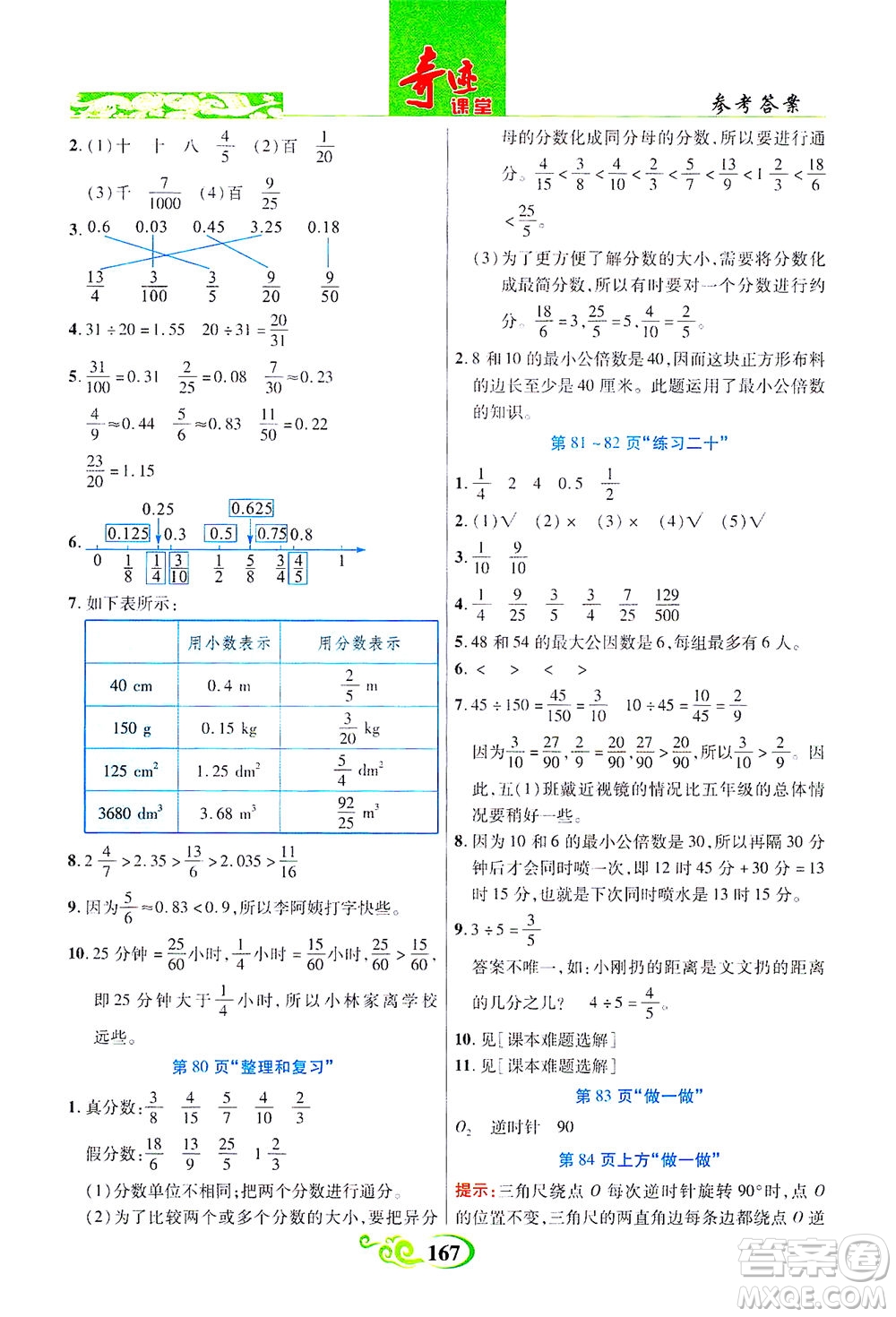 武漢出版社2021奇跡課堂數(shù)學(xué)五年級下冊人教版答案