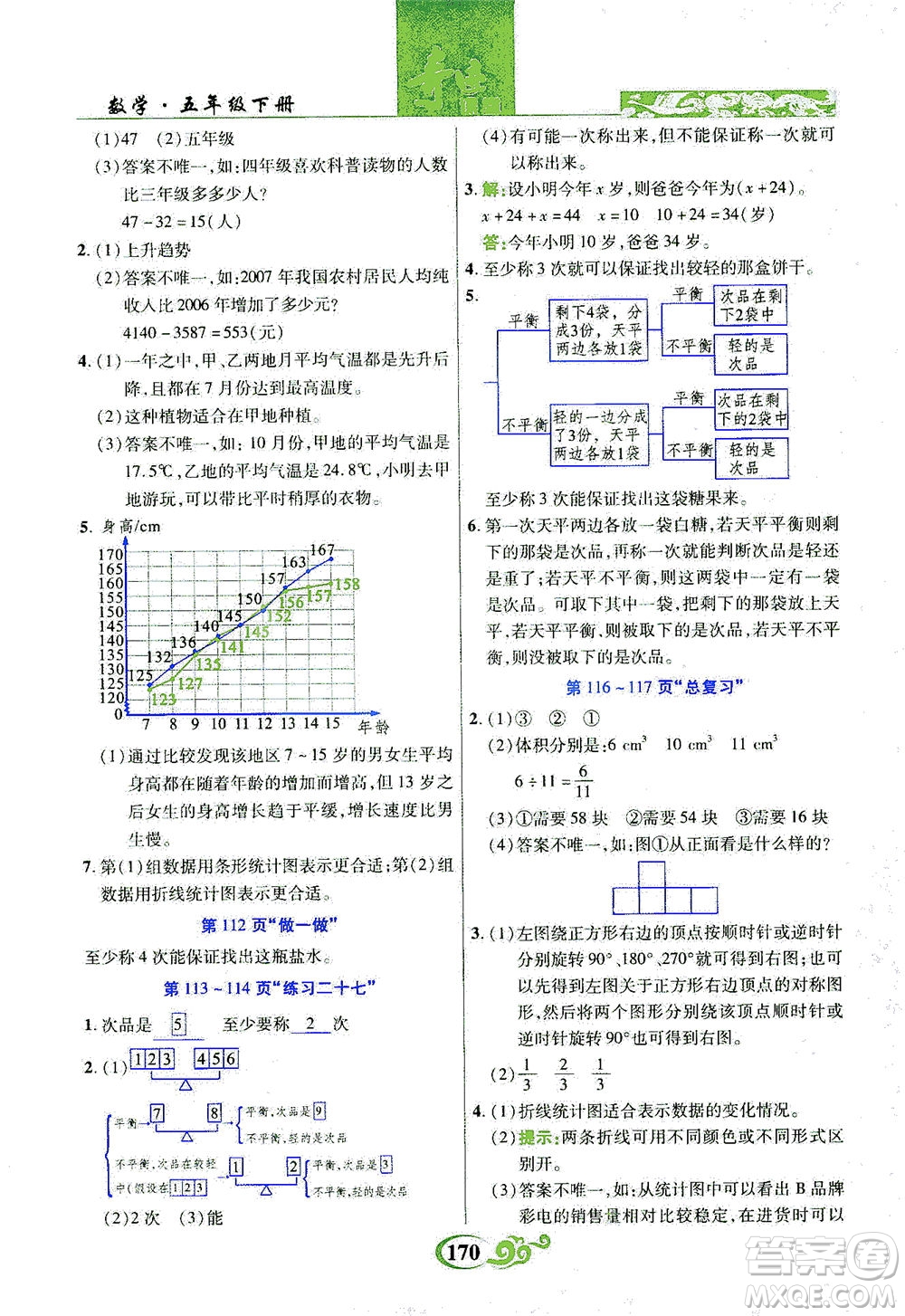 武漢出版社2021奇跡課堂數(shù)學(xué)五年級下冊人教版答案