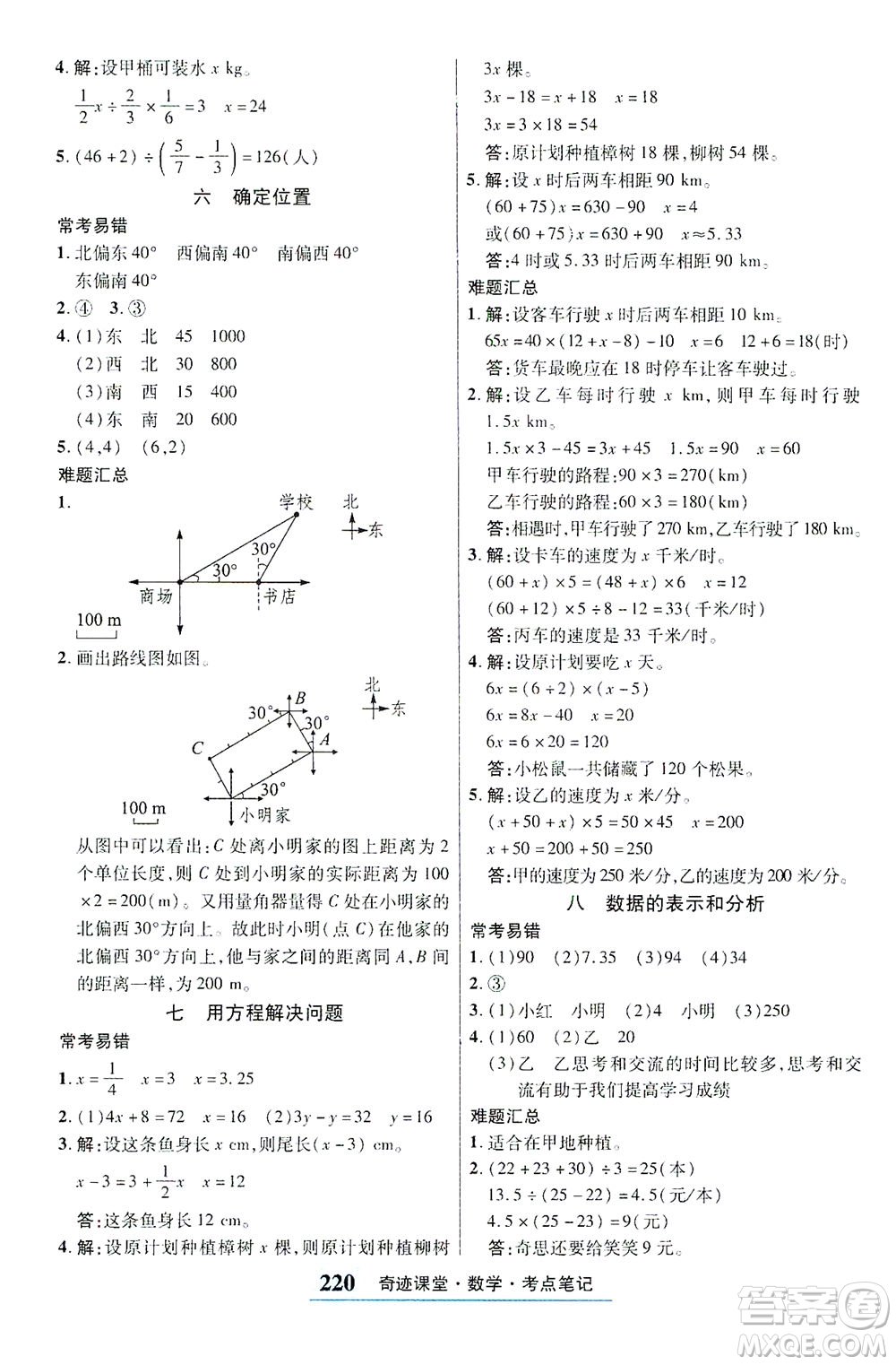 武漢出版社2021奇跡課堂考點筆記手冊數(shù)學五年級下冊北師版答案