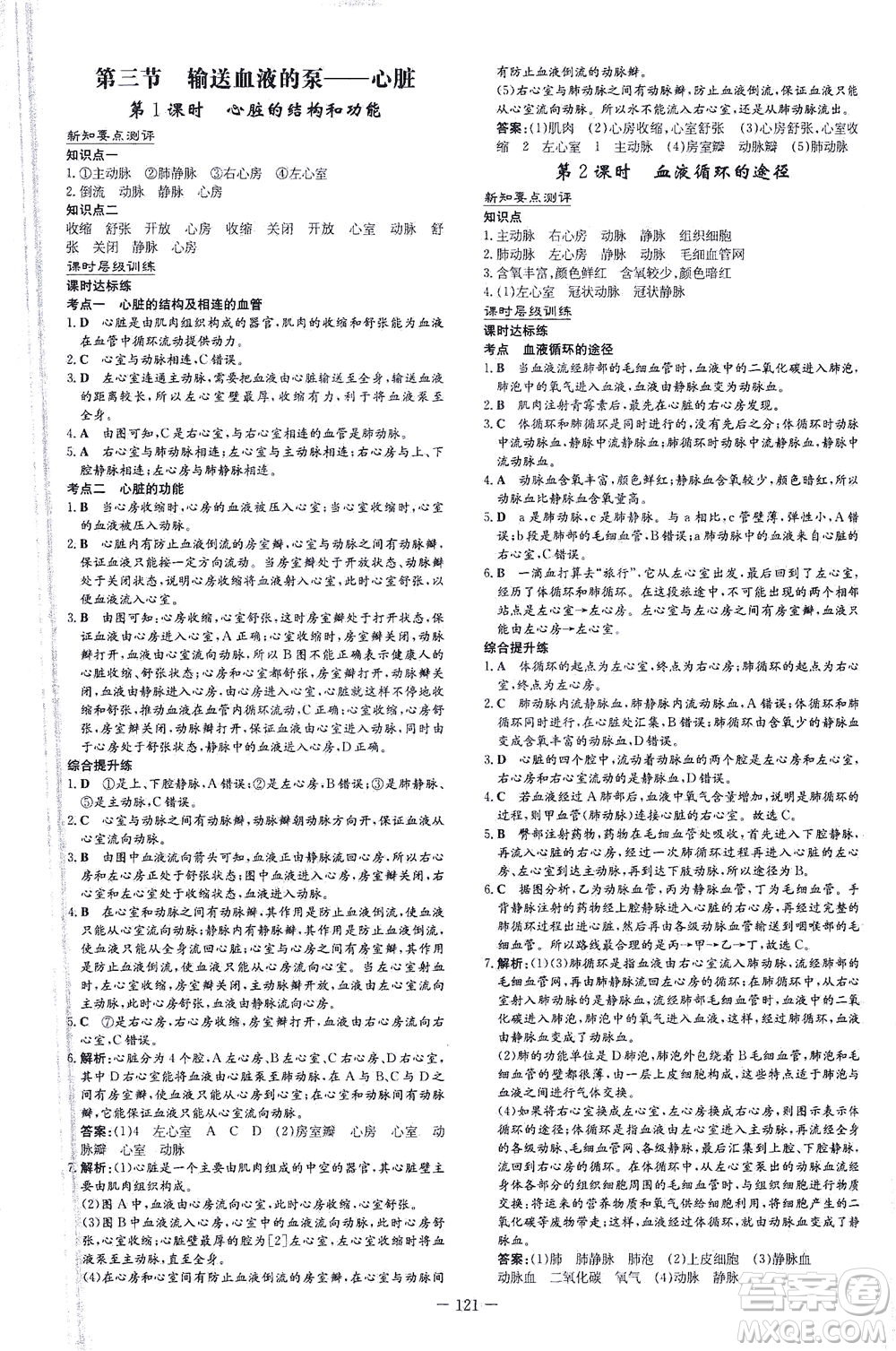 新世紀(jì)出版社2021練案課時(shí)作業(yè)本生物七年級(jí)下冊(cè)人教版答案