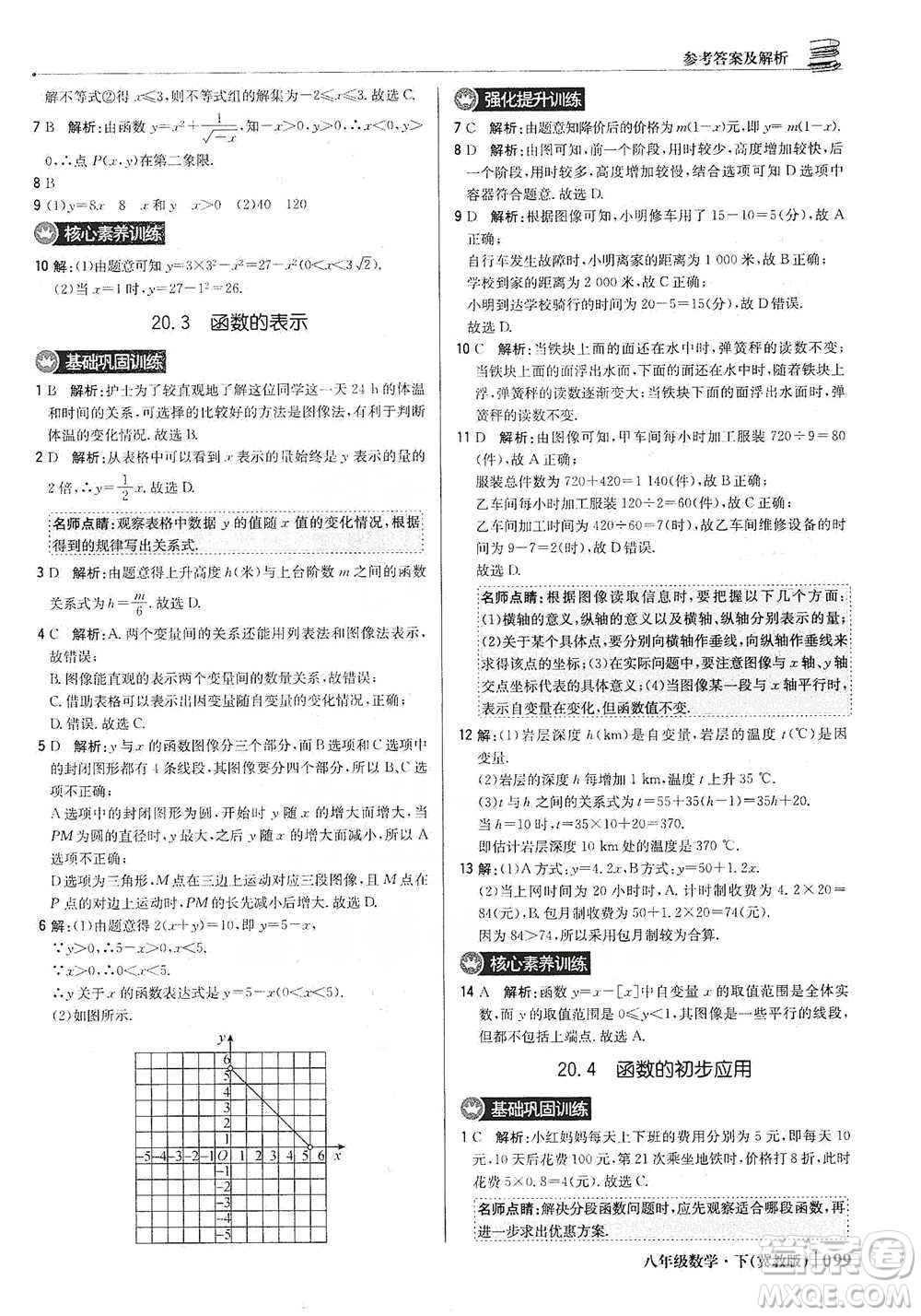 北京教育出版社2021年1+1輕巧奪冠優(yōu)化訓(xùn)練八年級下冊數(shù)學(xué)冀教版參考答案