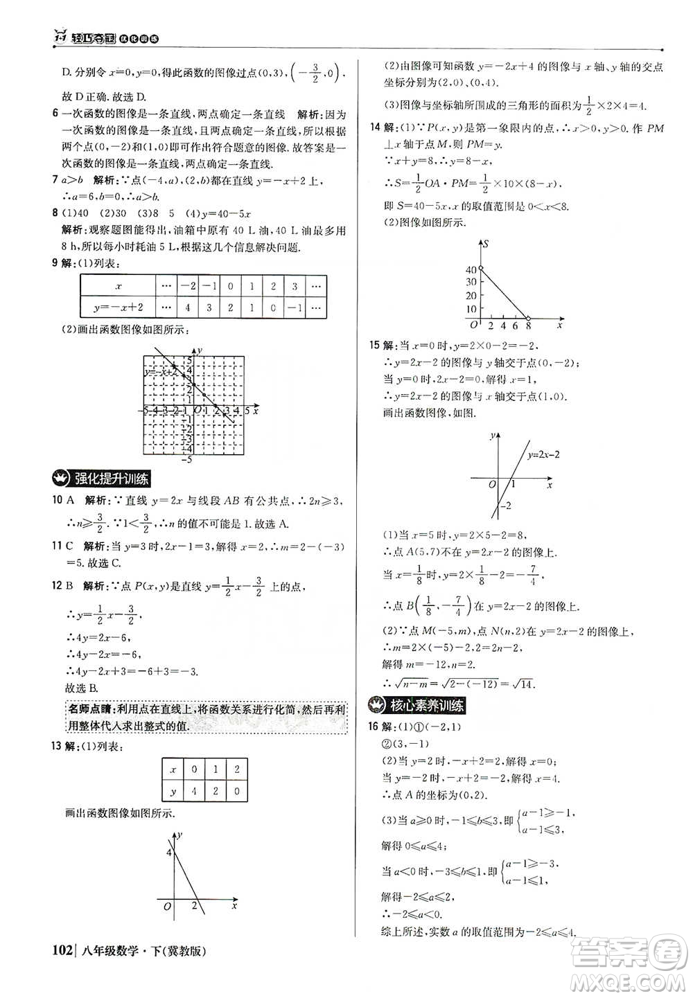 北京教育出版社2021年1+1輕巧奪冠優(yōu)化訓(xùn)練八年級下冊數(shù)學(xué)冀教版參考答案