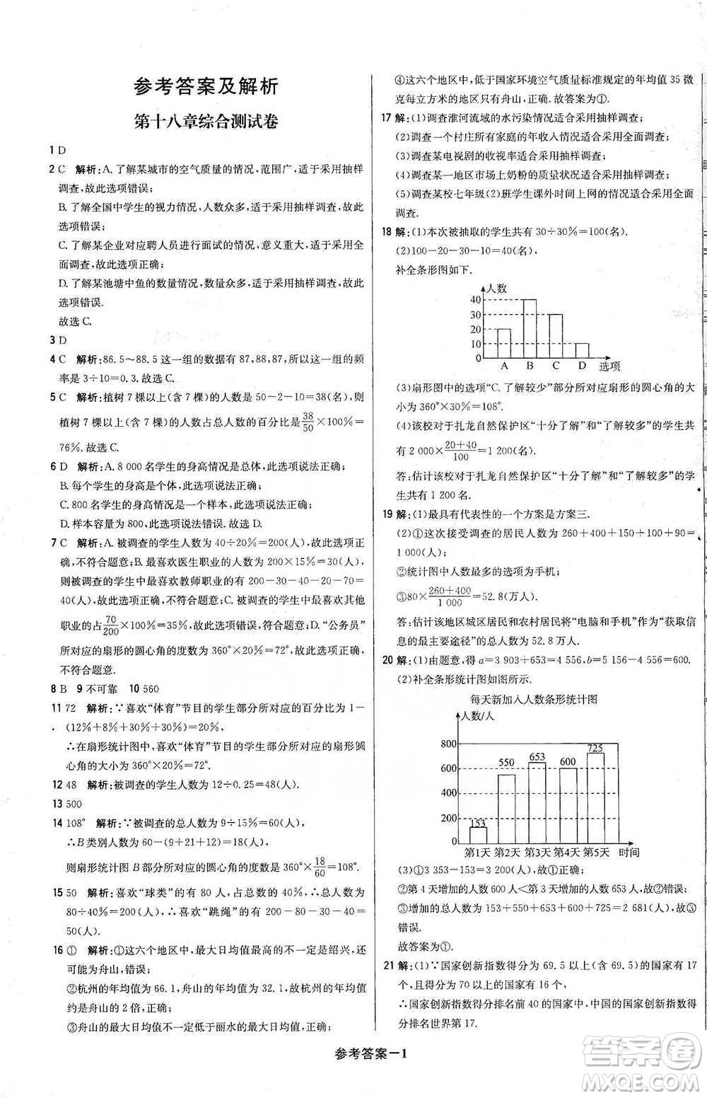 北京教育出版社2021年1+1輕巧奪冠優(yōu)化訓(xùn)練八年級下冊數(shù)學(xué)冀教版參考答案