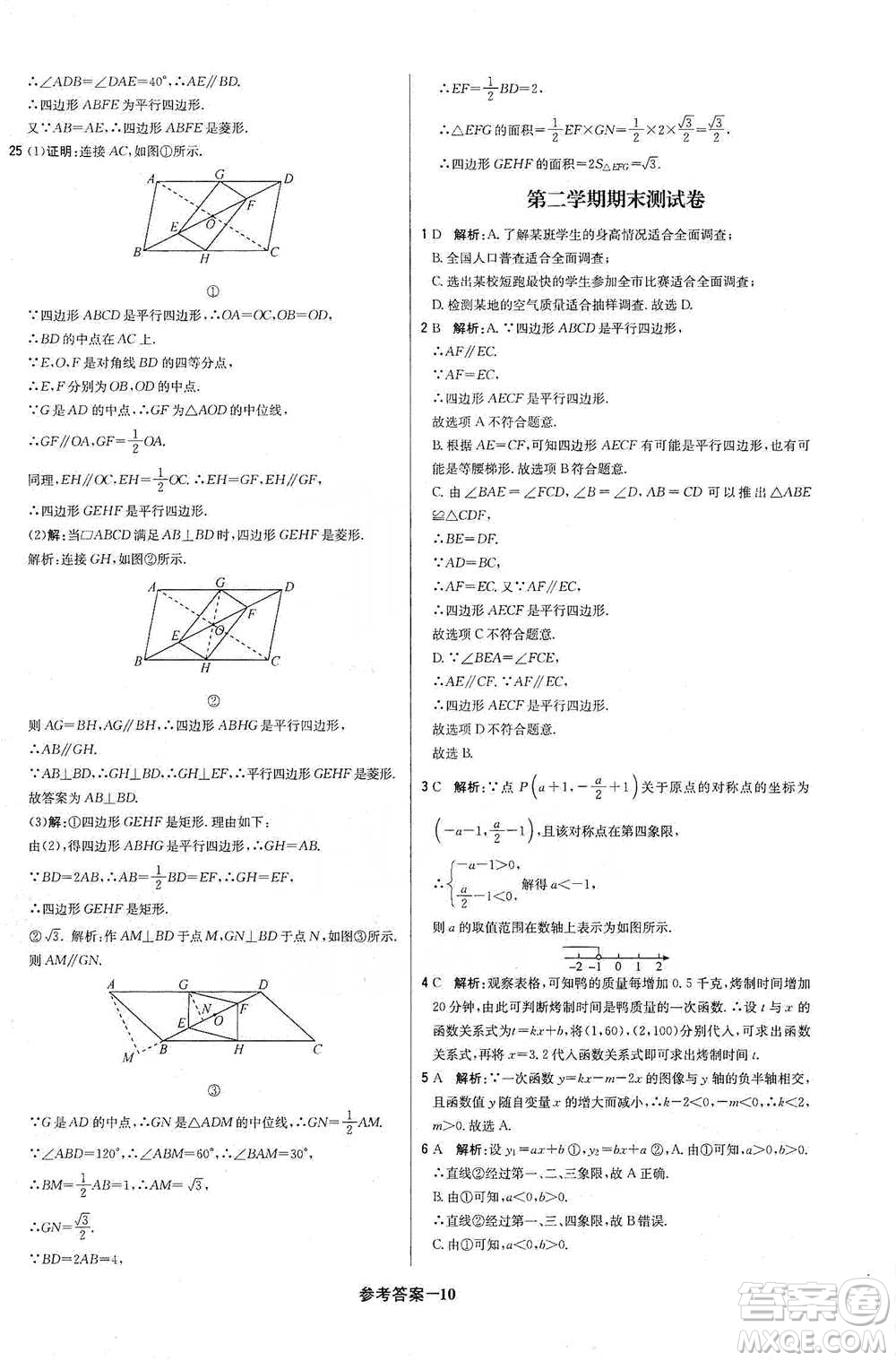 北京教育出版社2021年1+1輕巧奪冠優(yōu)化訓(xùn)練八年級下冊數(shù)學(xué)冀教版參考答案