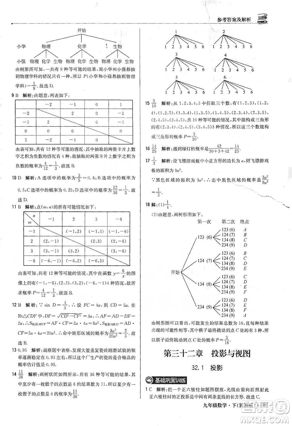 北京教育出版社2021年1+1輕巧奪冠優(yōu)化訓練九年級下冊數(shù)學冀教版參考答案