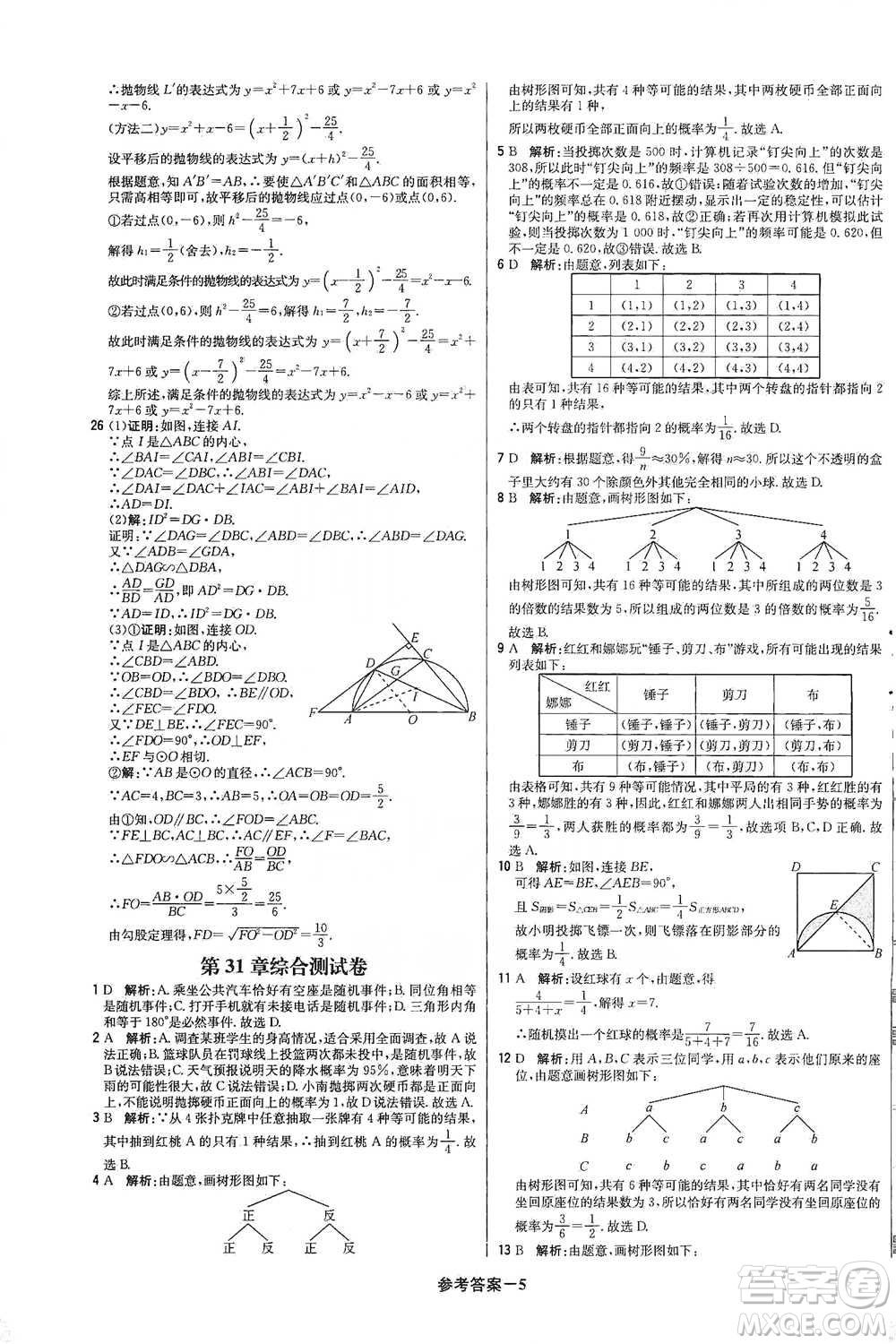 北京教育出版社2021年1+1輕巧奪冠優(yōu)化訓練九年級下冊數(shù)學冀教版參考答案