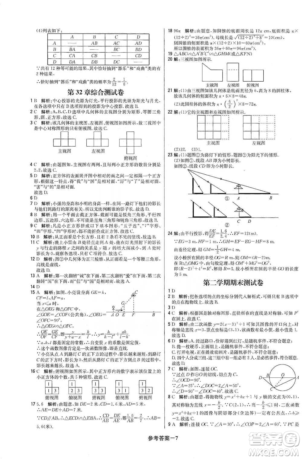 北京教育出版社2021年1+1輕巧奪冠優(yōu)化訓練九年級下冊數(shù)學冀教版參考答案