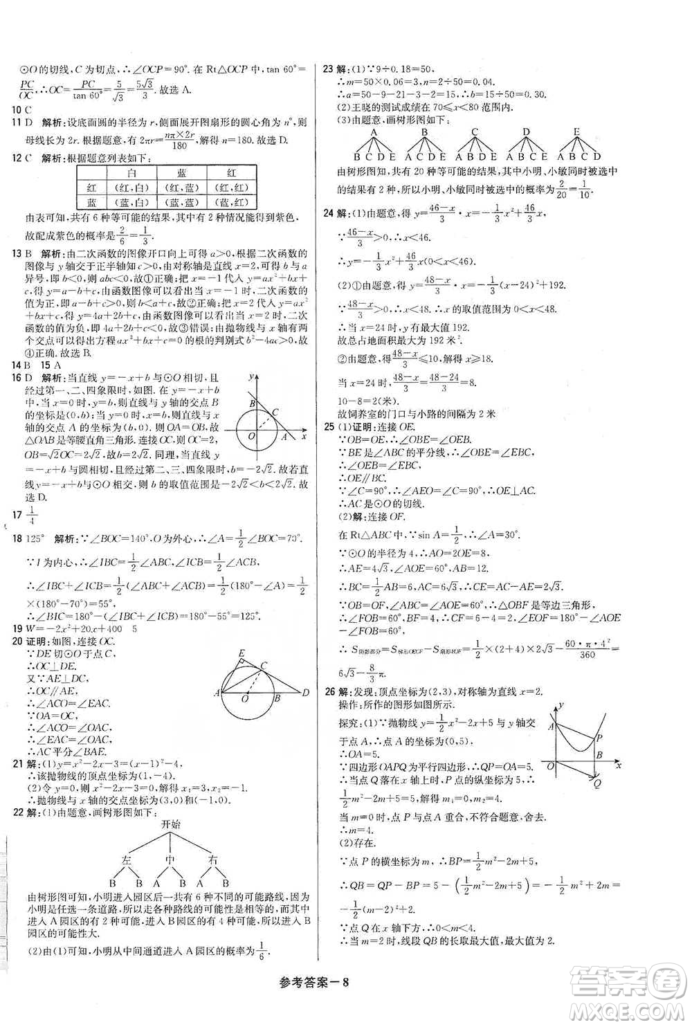 北京教育出版社2021年1+1輕巧奪冠優(yōu)化訓練九年級下冊數(shù)學冀教版參考答案