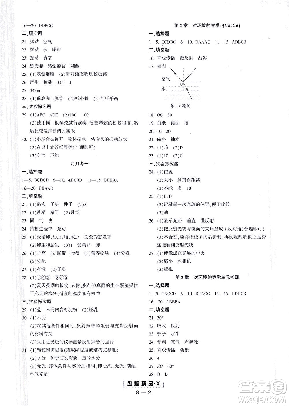 延邊人民出版社2021勵(lì)耘活頁七年級科學(xué)下冊浙教版答案