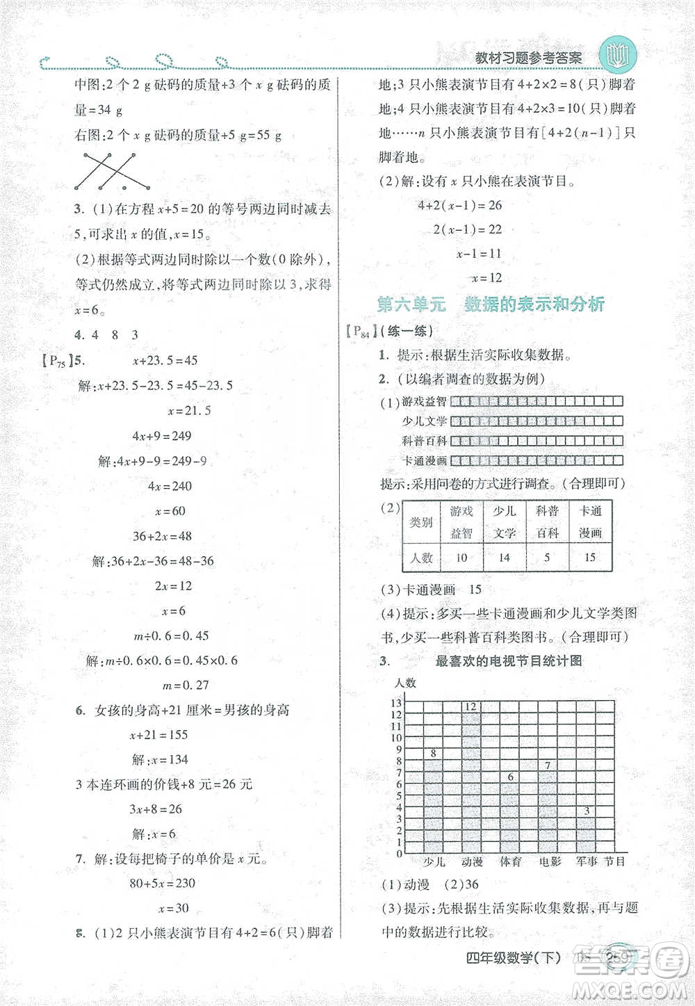 開明出版社2021倍速學(xué)習(xí)法四年級(jí)數(shù)學(xué)下冊北師大版參考答案