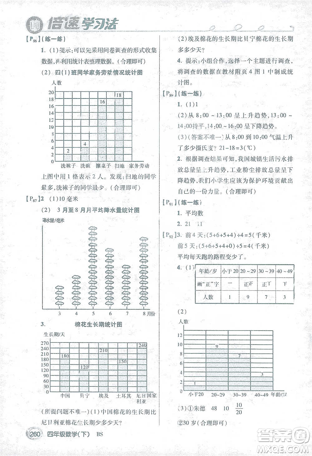 開明出版社2021倍速學(xué)習(xí)法四年級(jí)數(shù)學(xué)下冊北師大版參考答案