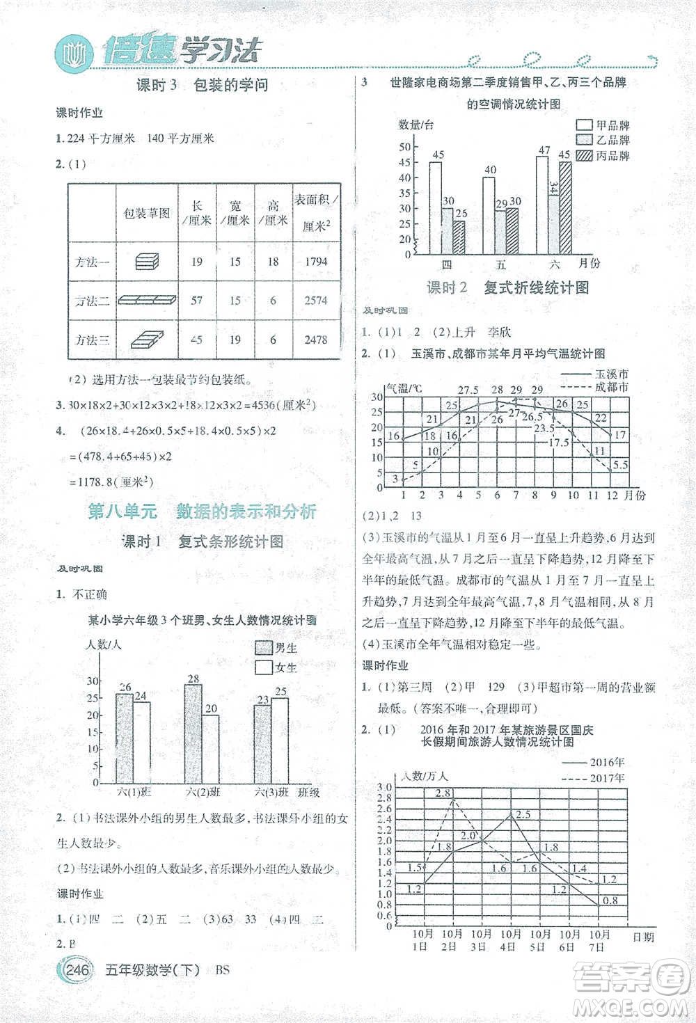 開明出版社2021倍速學習法五年級數(shù)學下冊北師大版參考答案