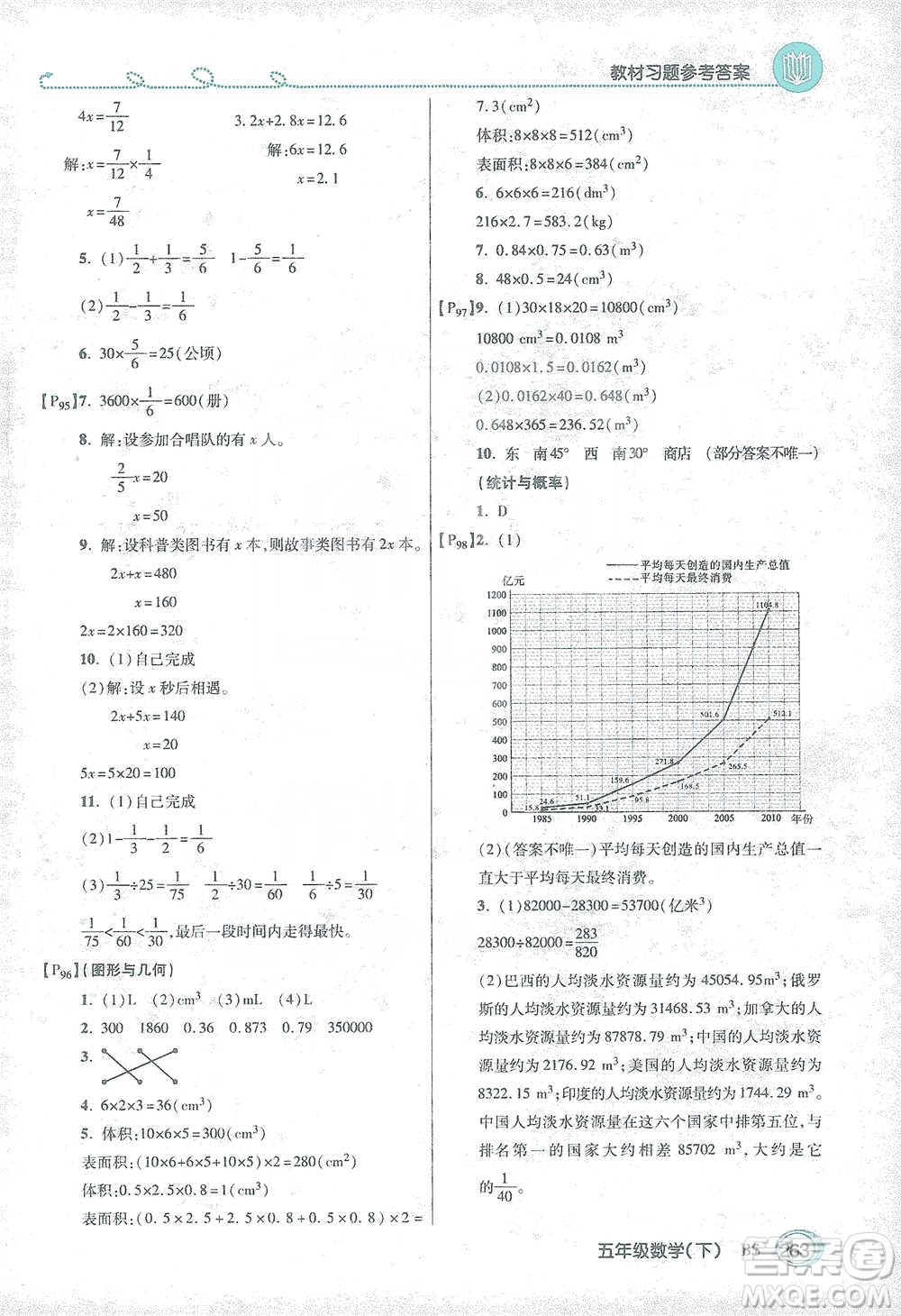 開明出版社2021倍速學習法五年級數(shù)學下冊北師大版參考答案