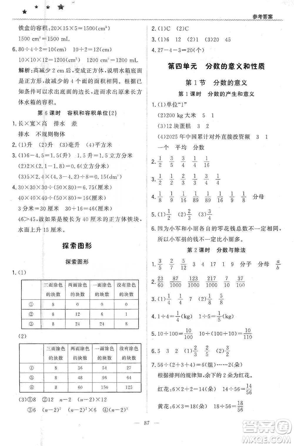 北京教育出版社2021年1+1輕巧奪冠優(yōu)化訓(xùn)練五年級下冊數(shù)學(xué)人教版參考答案