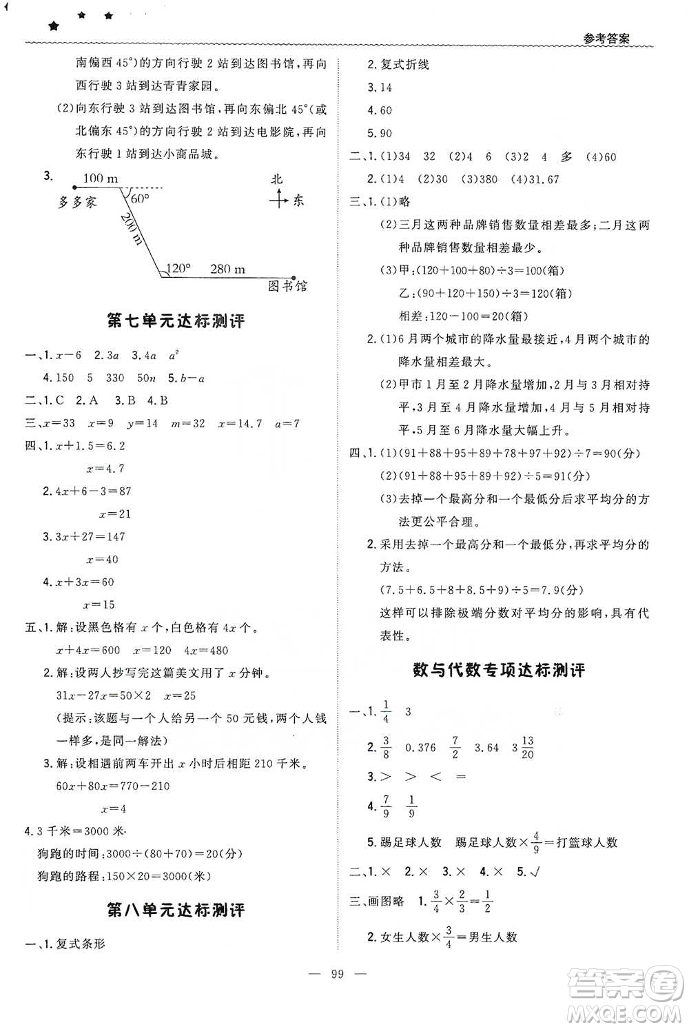 北京教育出版社2021年1+1輕巧奪冠優(yōu)化訓(xùn)練五年級下冊數(shù)學(xué)北師大版參考答案