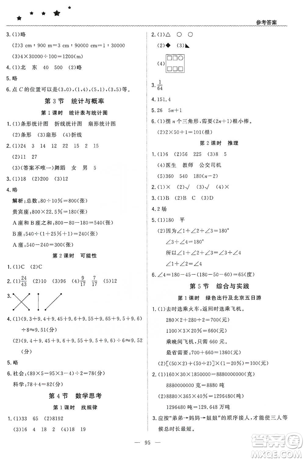 北京教育出版社2021年1+1輕巧奪冠優(yōu)化訓(xùn)練六年級(jí)下冊(cè)數(shù)學(xué)人教版參考答案