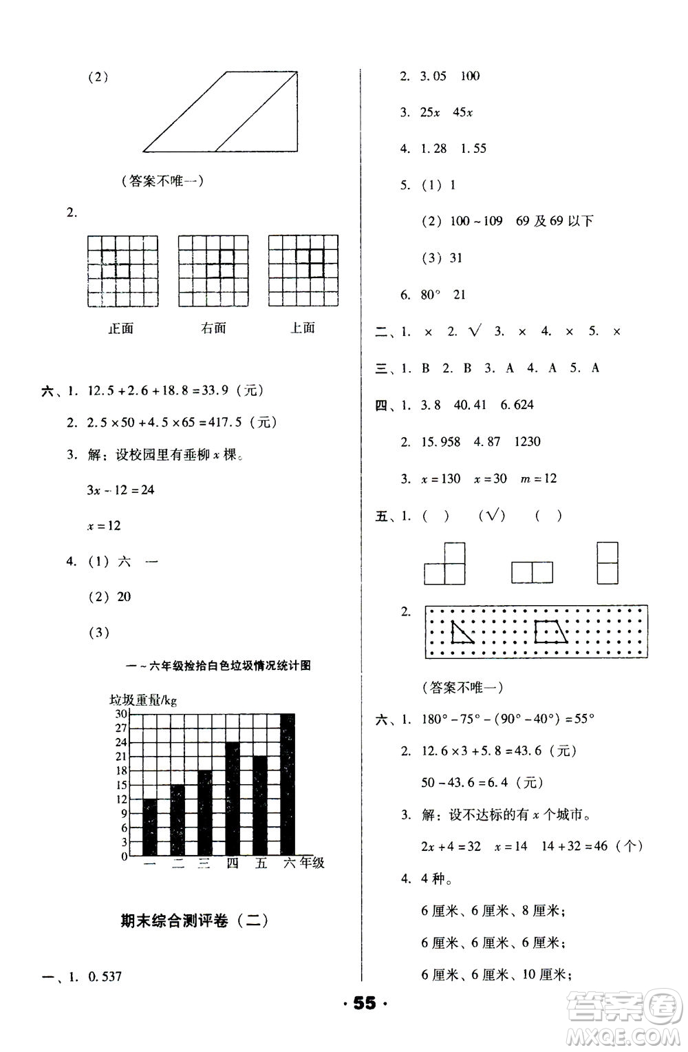 北方婦女兒童出版社2021全程考評(píng)一卷通數(shù)學(xué)四年級(jí)下冊(cè)BS北師版答案