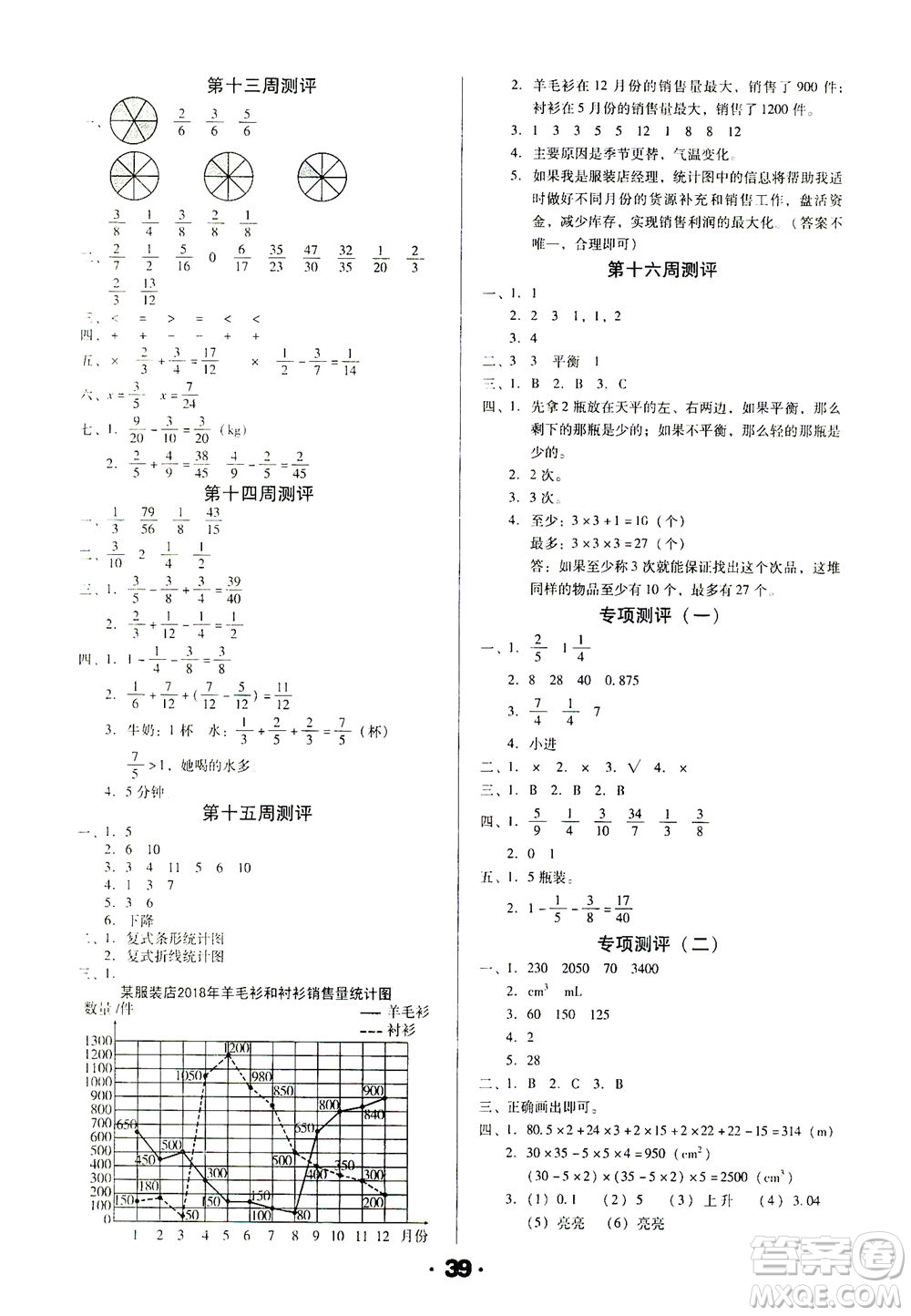 北方婦女兒童出版社2021全程考評一卷通數(shù)學(xué)五年級下冊RJ人教版答案