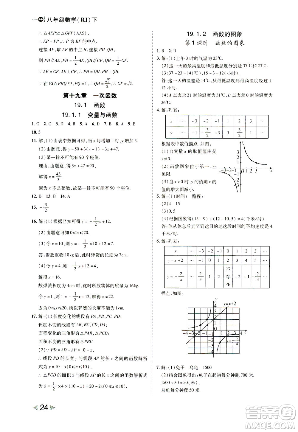 北方婦女兒童出版社2021勝券在握打好基礎(chǔ)作業(yè)本八年級數(shù)學(xué)下冊RJ人教版答案