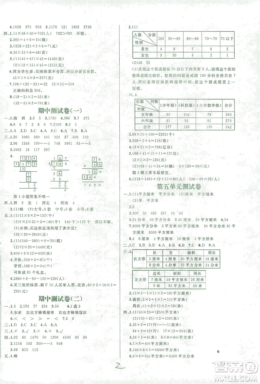 上海大學(xué)出版社2021過(guò)關(guān)沖刺100分?jǐn)?shù)學(xué)三年級(jí)下冊(cè)人教版答案