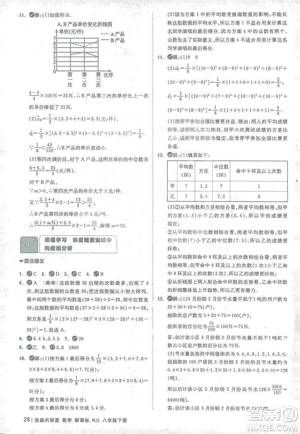 開明出版社2021全品大講堂八年級下冊初中數(shù)學(xué)人教版參考答案