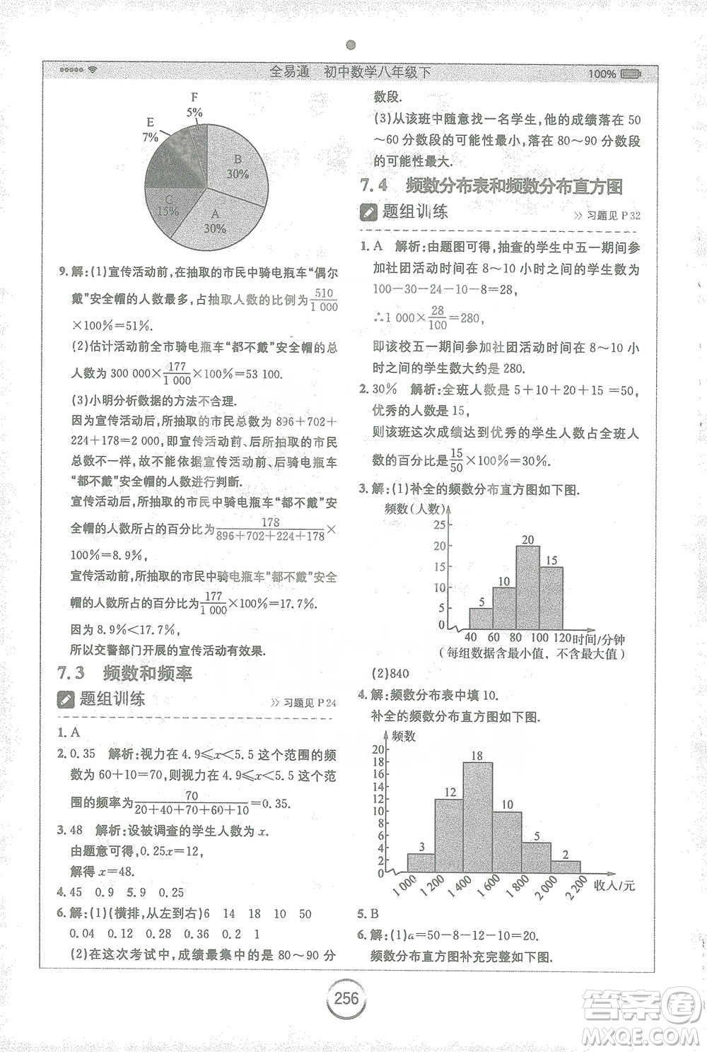 安徽人民出版社2021全易通初中數(shù)學(xué)八年級下冊蘇科版參考答案