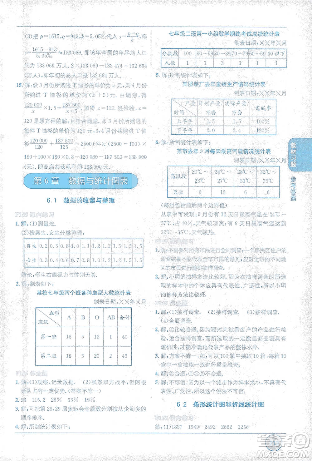 新疆青少年出版社2021教材1+1全解精練七年級下冊數(shù)學(xué)浙教版參考答案