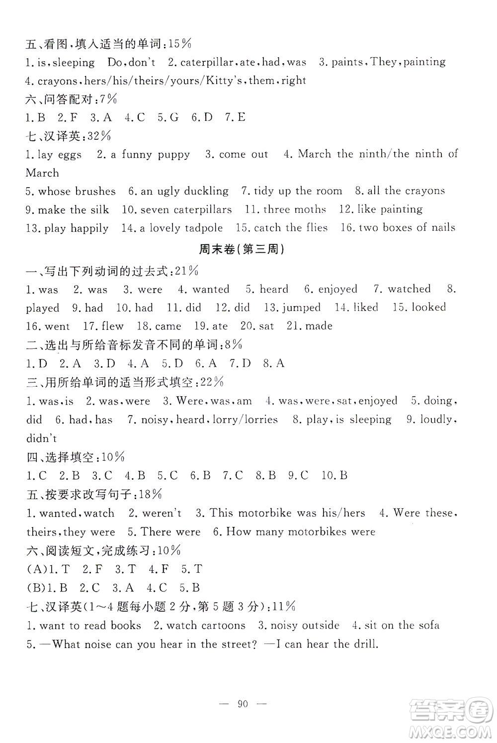 上海大學(xué)出版社2021過關(guān)沖刺100分英語五年級下冊牛津版答案