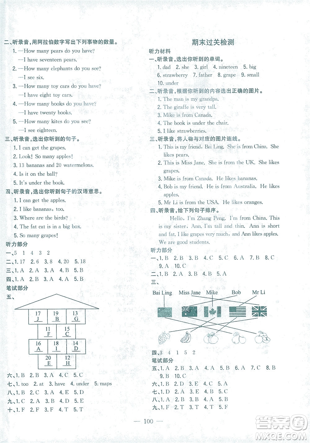 浙江大學(xué)出版社2021課時(shí)特訓(xùn)優(yōu)化作業(yè)本三年級英語下冊PEP版答案