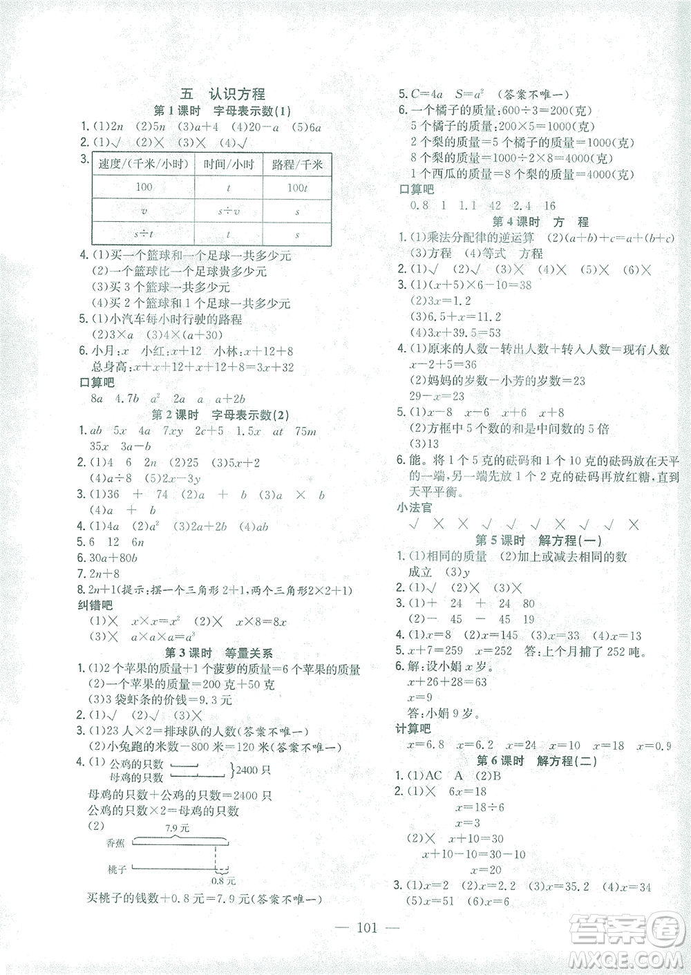 浙江大學(xué)出版社2021課時(shí)特訓(xùn)優(yōu)化作業(yè)本四年級(jí)數(shù)學(xué)下冊(cè)北師大版答案