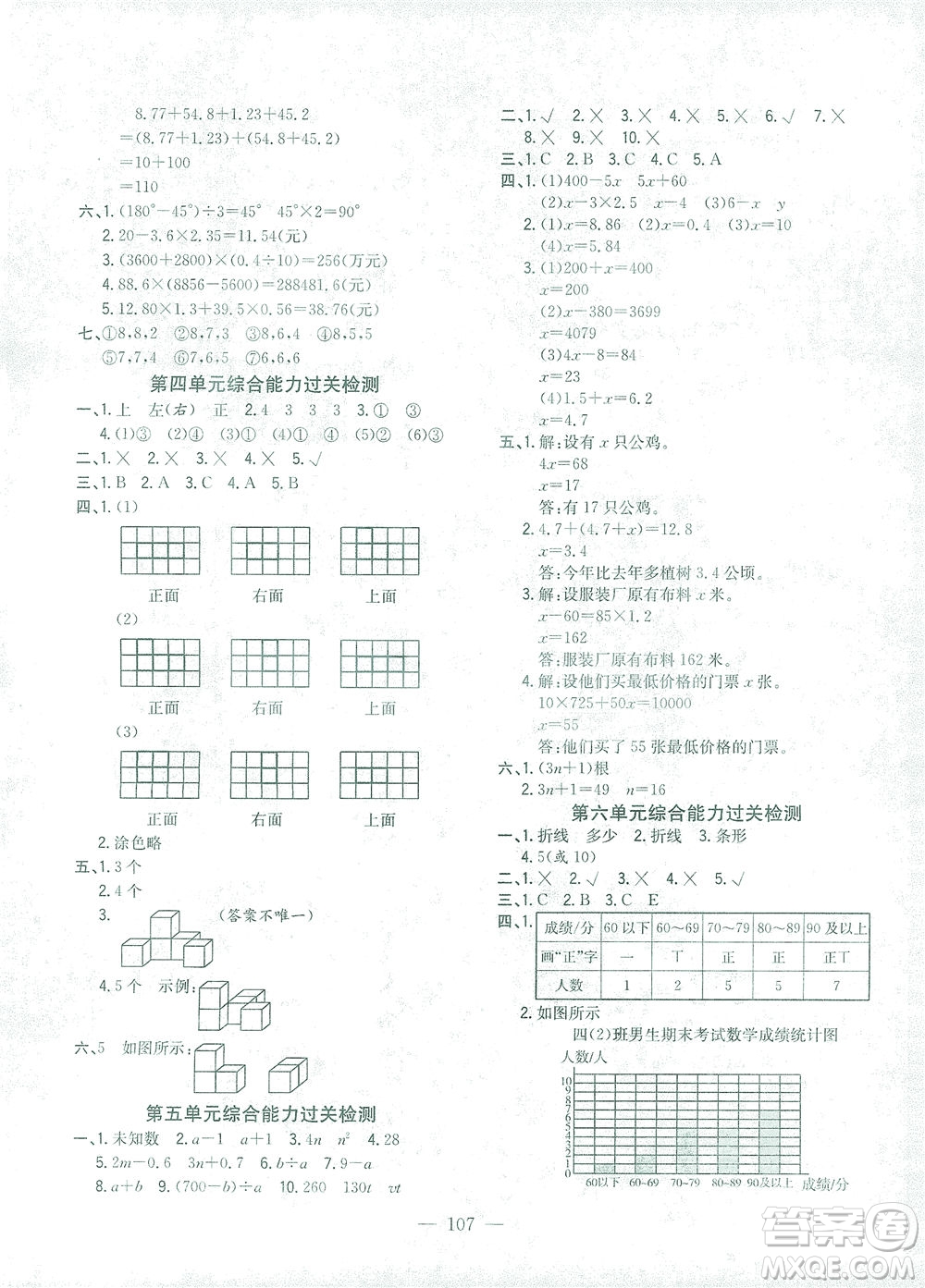 浙江大學(xué)出版社2021課時(shí)特訓(xùn)優(yōu)化作業(yè)本四年級(jí)數(shù)學(xué)下冊(cè)北師大版答案