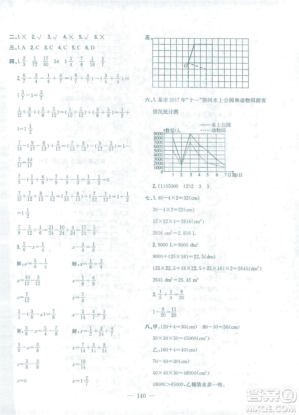 浙江大學(xué)出版社2021課時(shí)特訓(xùn)優(yōu)化作業(yè)本五年級數(shù)學(xué)下冊人教版答案