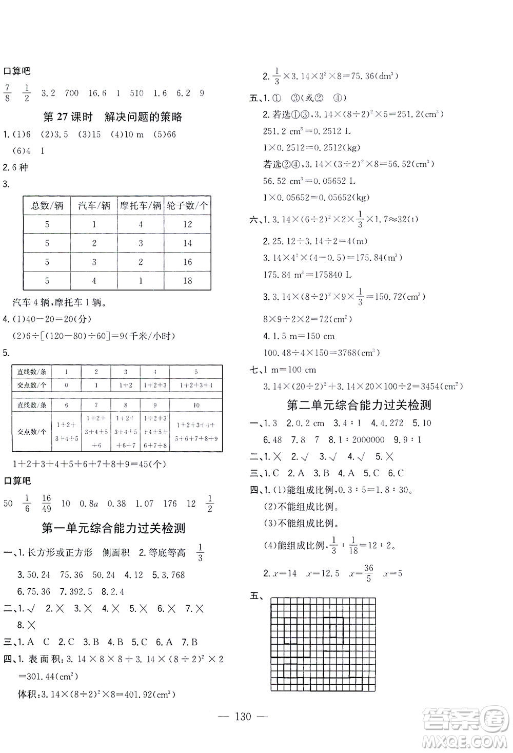 浙江大學(xué)出版社2021課時特訓(xùn)優(yōu)化作業(yè)本六年級數(shù)學(xué)下冊北師大版答案