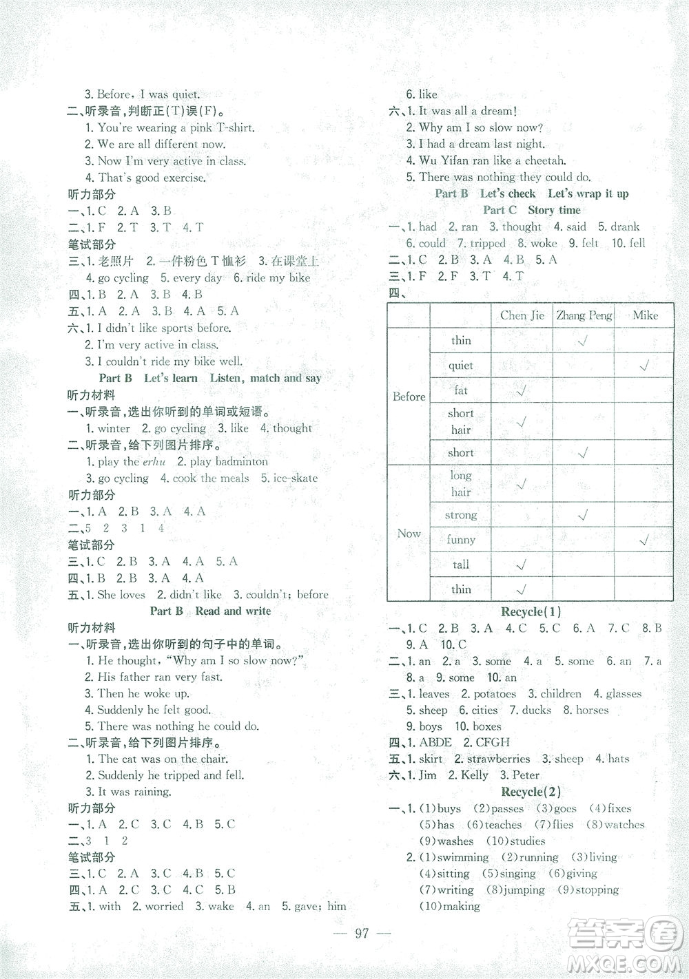 浙江大學出版社2021課時特訓優(yōu)化作業(yè)本六年級英語下冊PEP版答案