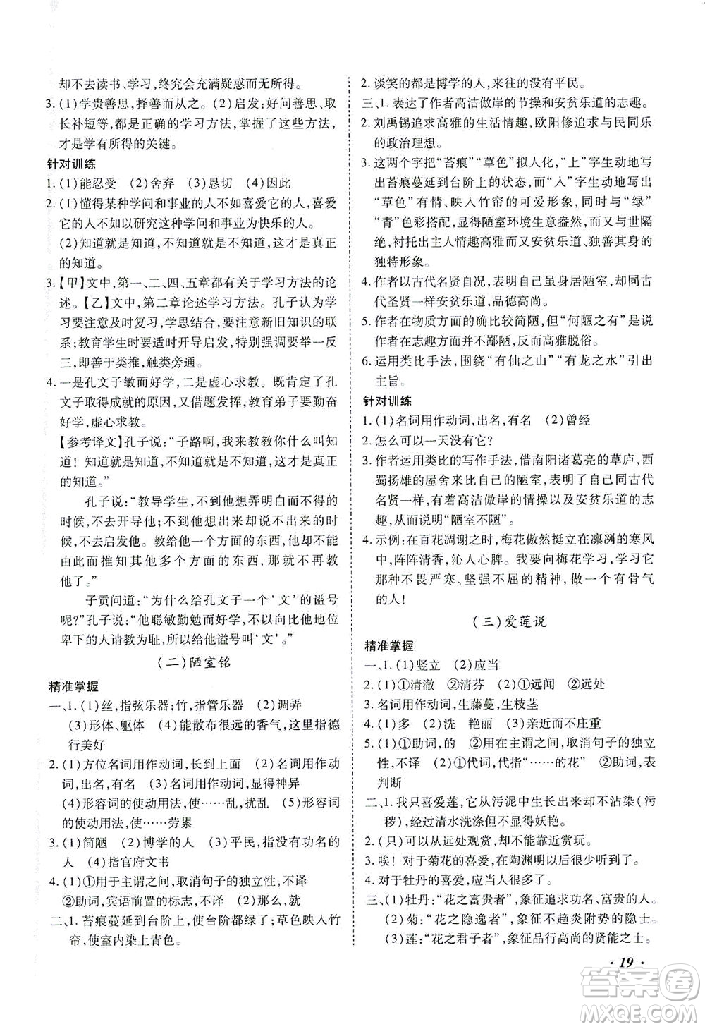 延邊教育出版社2021本土攻略精準(zhǔn)復(fù)習(xí)方案九年級(jí)語(yǔ)文下冊(cè)人教版答案