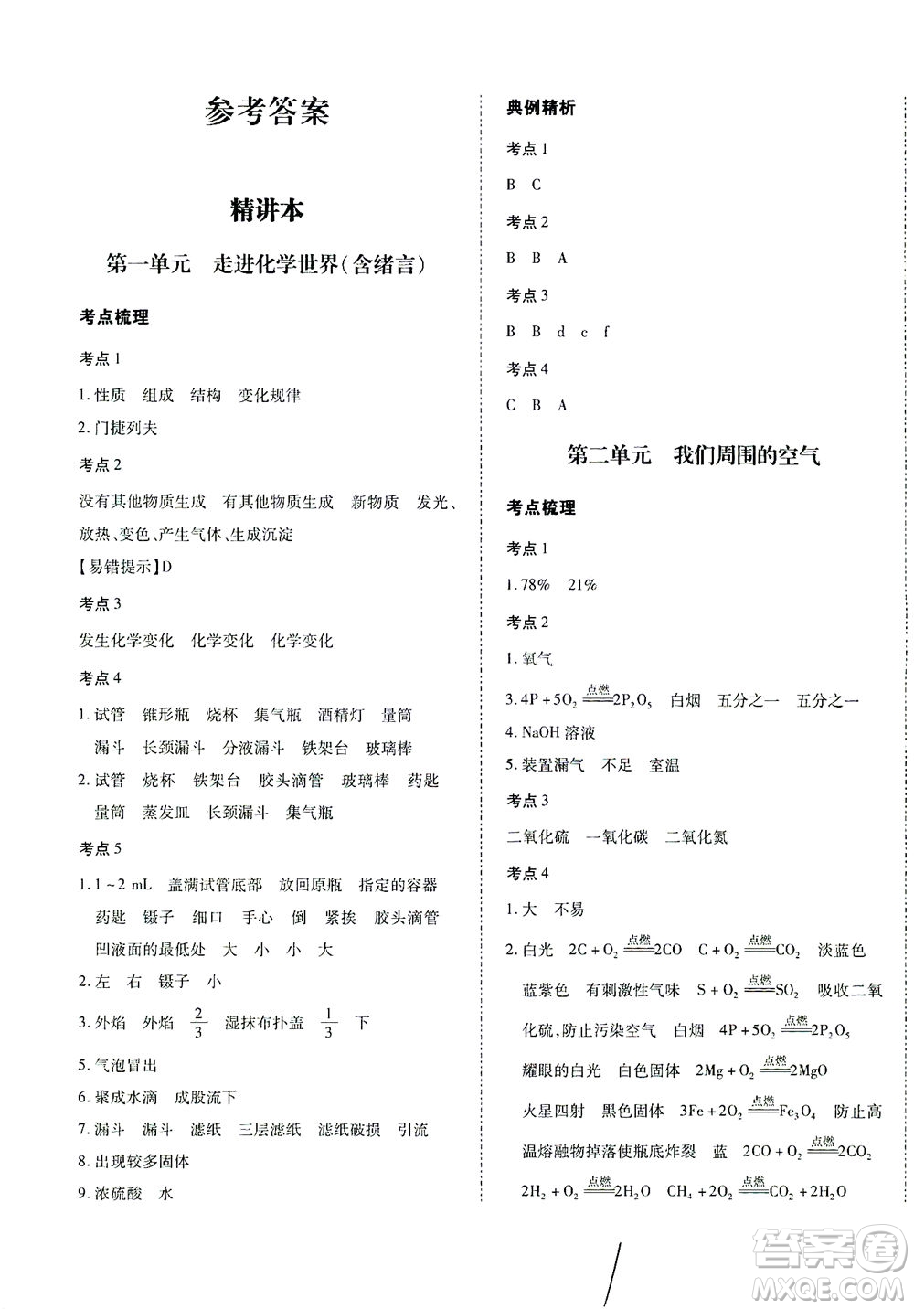 延邊教育出版社2021本土攻略精準(zhǔn)復(fù)習(xí)方案九年級(jí)化學(xué)下冊人教版云南專版答案