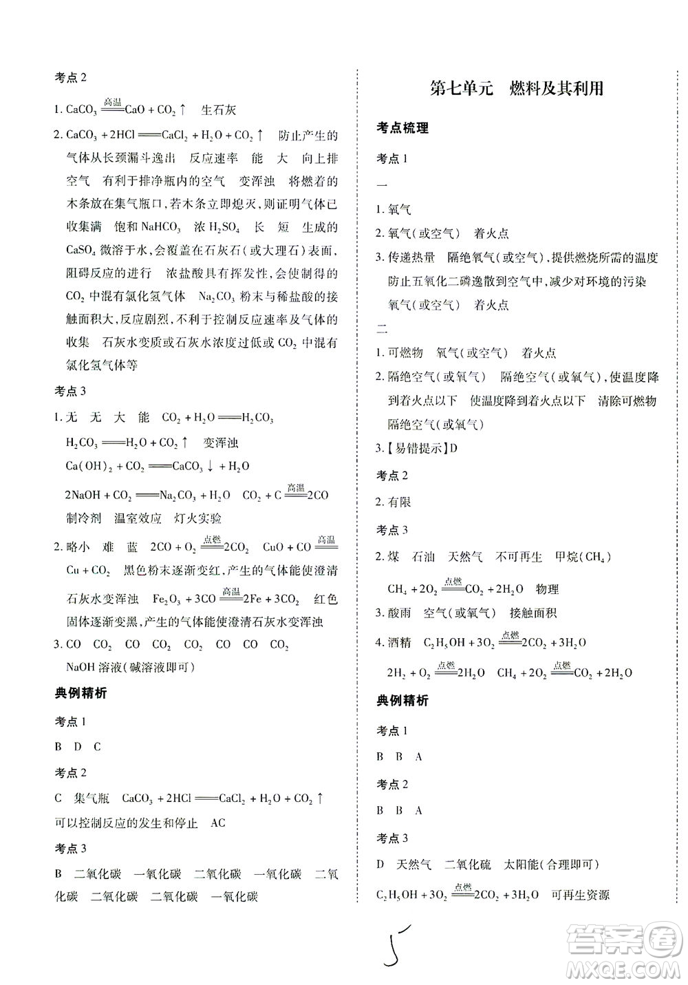 延邊教育出版社2021本土攻略精準(zhǔn)復(fù)習(xí)方案九年級(jí)化學(xué)下冊人教版云南專版答案