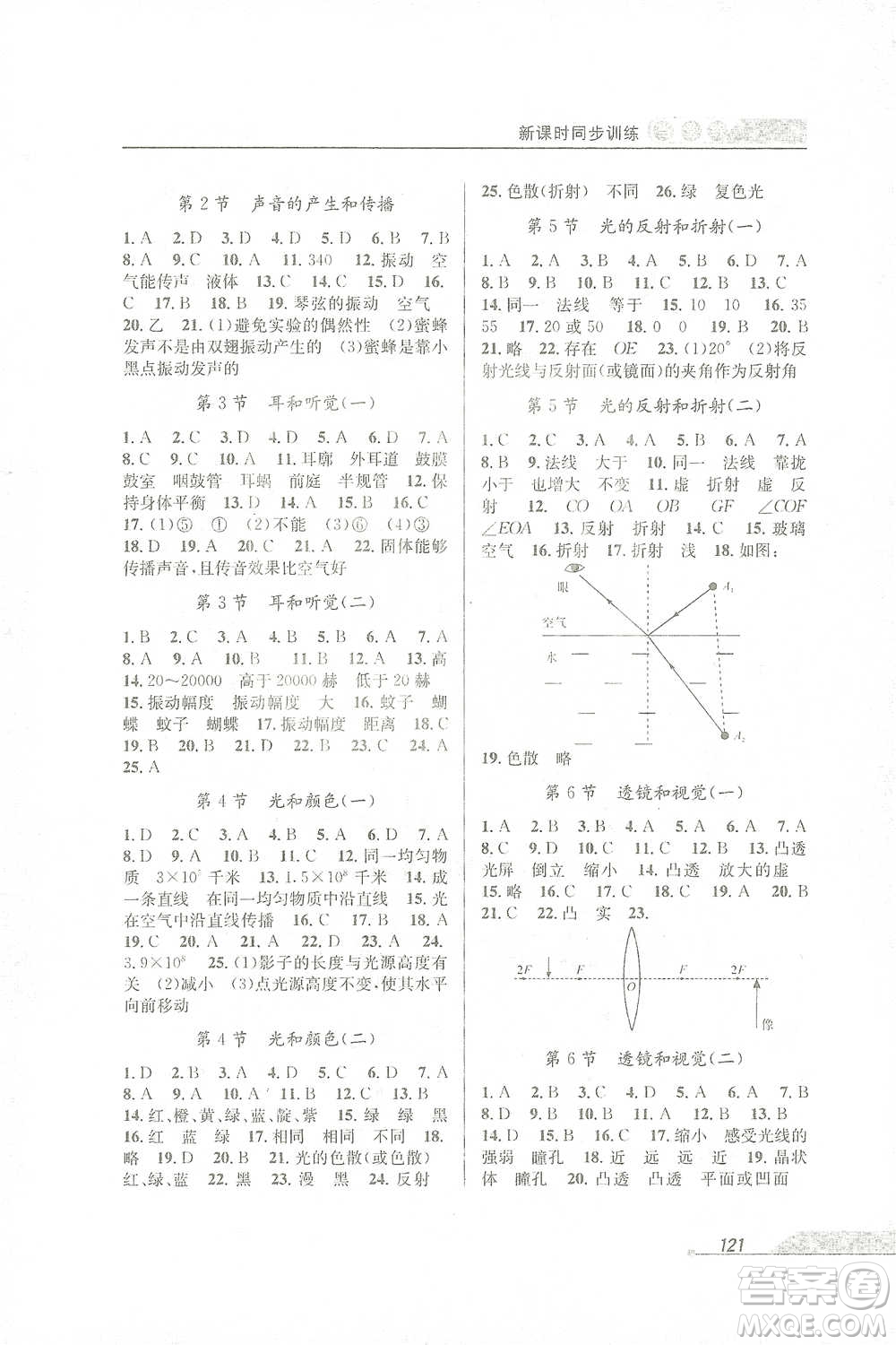 開(kāi)明出版社2021當(dāng)堂練新課時(shí)同步訓(xùn)練七年級(jí)下冊(cè)科學(xué)浙教版參考答案