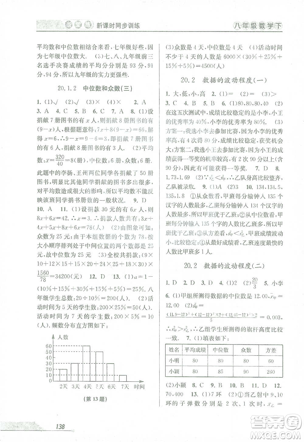 開明出版社2021當堂練新課時同步訓練八年級下冊數(shù)學人教版參考答案