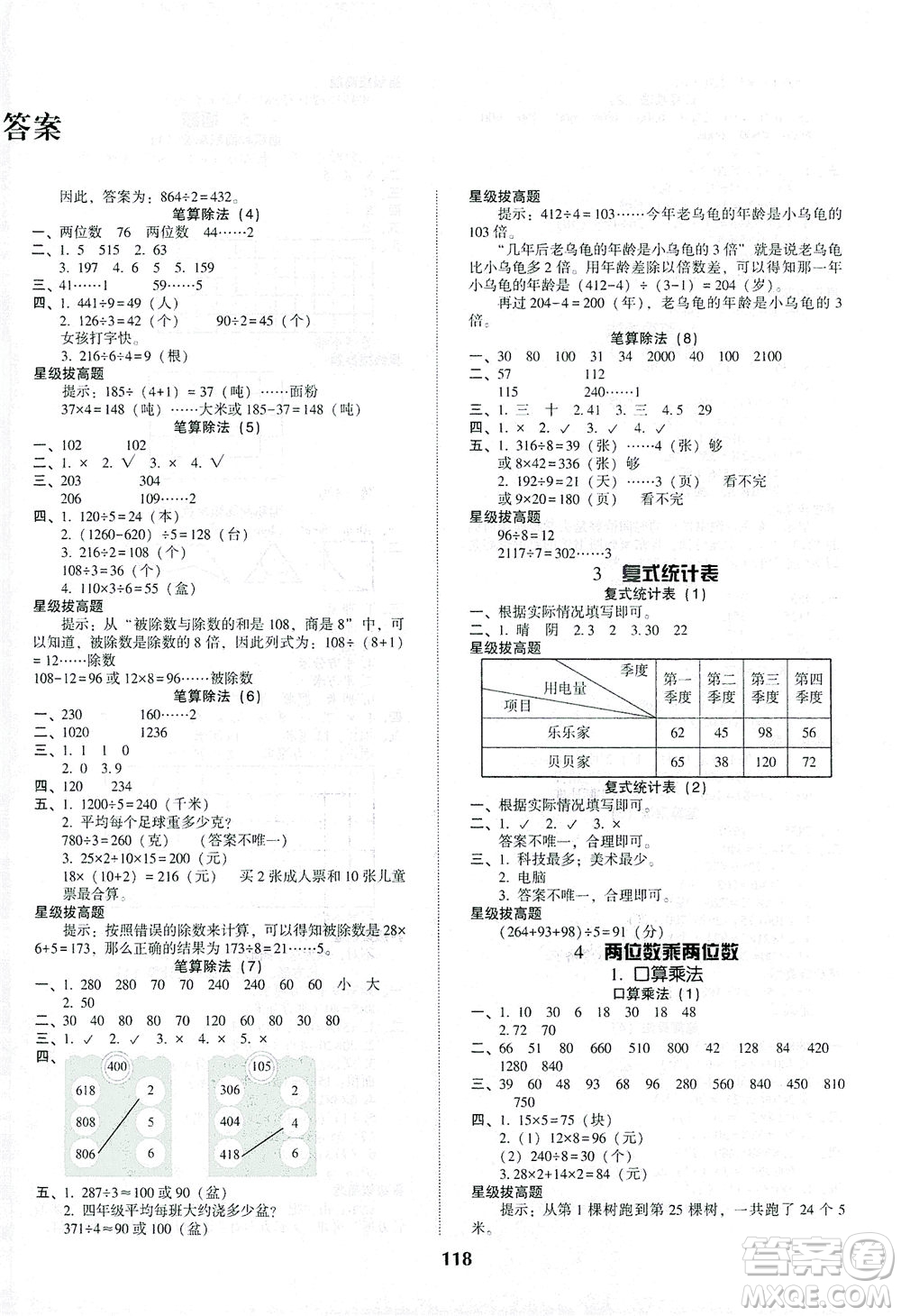 遼寧教育出版社2021尖子生課時(shí)作業(yè)三年級(jí)數(shù)學(xué)下冊(cè)人教版答案