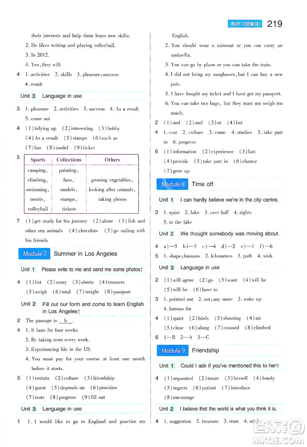 陜西師范大學(xué)出版總社2021初中教材完全解讀八年級下冊英語外研版參考答案