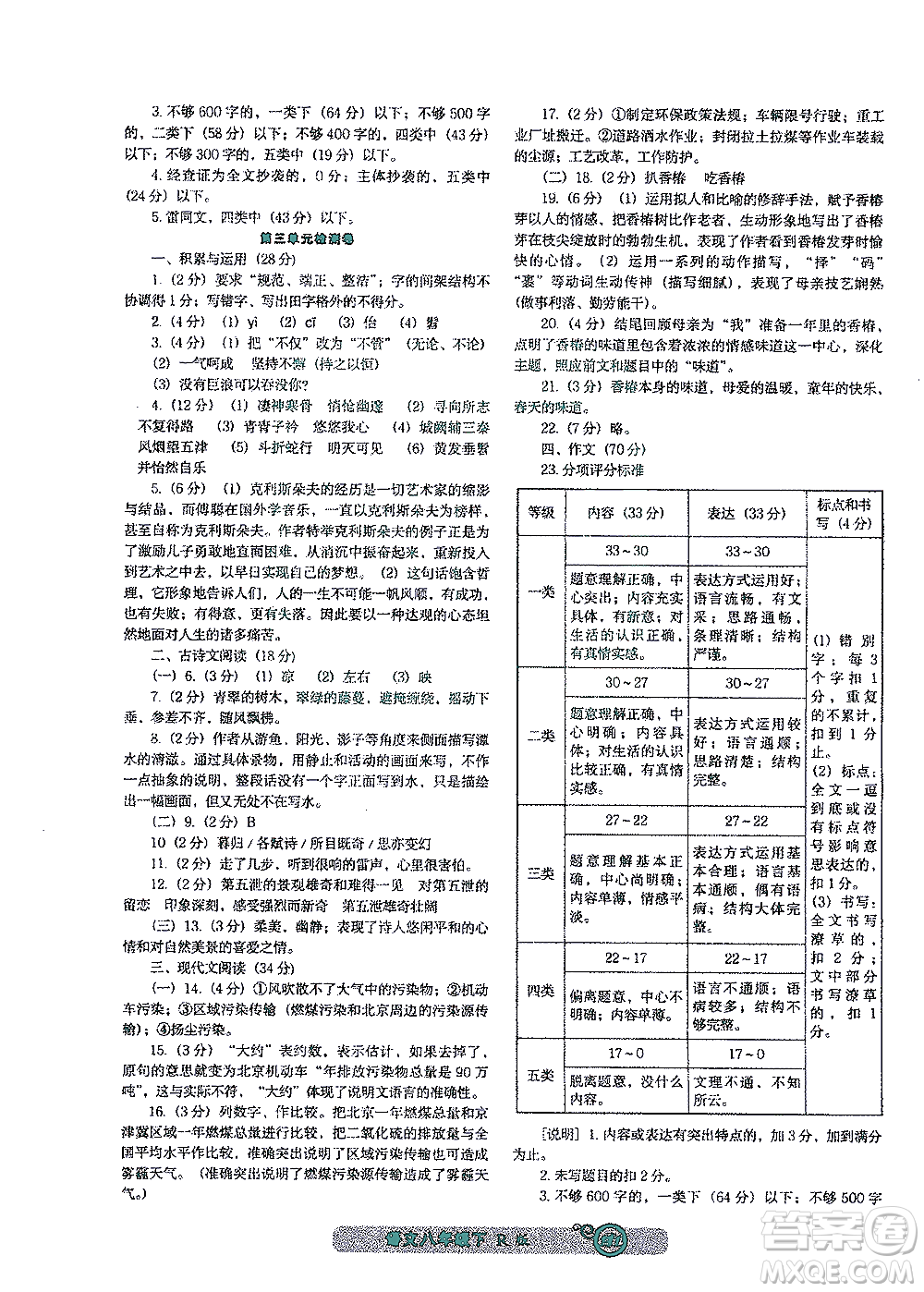 遼寧教育出版社2021尖子生課時作業(yè)八年級語文下冊人教版答案