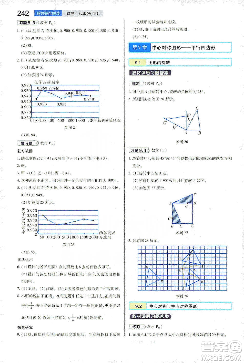 陜西師范大學(xué)出版總社2021初中教材完全解讀八年級下冊數(shù)學(xué)蘇科版參考答案