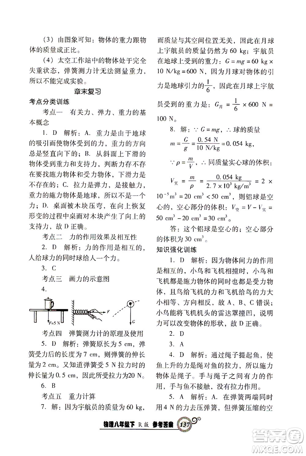 遼寧教育出版社2021尖子生課時(shí)作業(yè)八年級(jí)物理下冊(cè)人教版答案