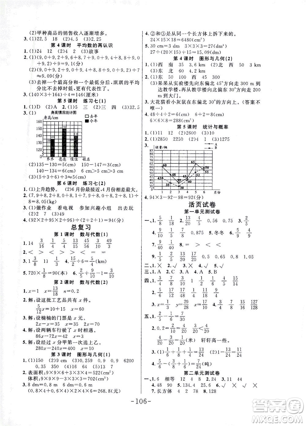 延邊大學出版社2021小狀元隨堂作業(yè)數(shù)學五年級下冊BS北師版答案