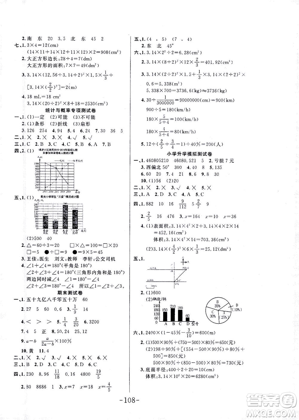 延邊大學(xué)出版社2021小狀元隨堂作業(yè)數(shù)學(xué)六年級(jí)下冊(cè)BS北師版答案